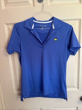 Magnolia Lane Women's Masters Blue Short-Sleeve Polo with Embroidered Logo
